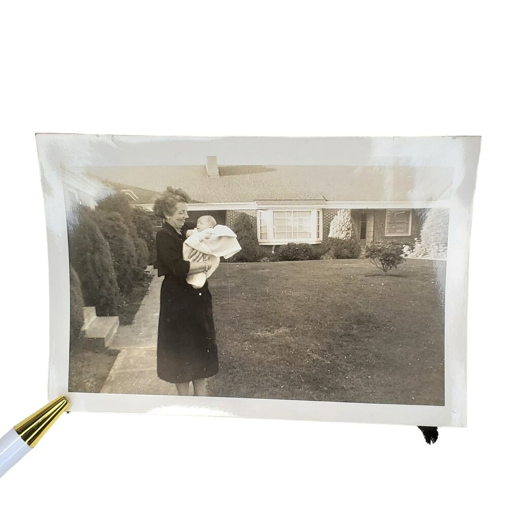 Vtg Grandmother with Newborn Baby Monochrome Photography Found Snapshot